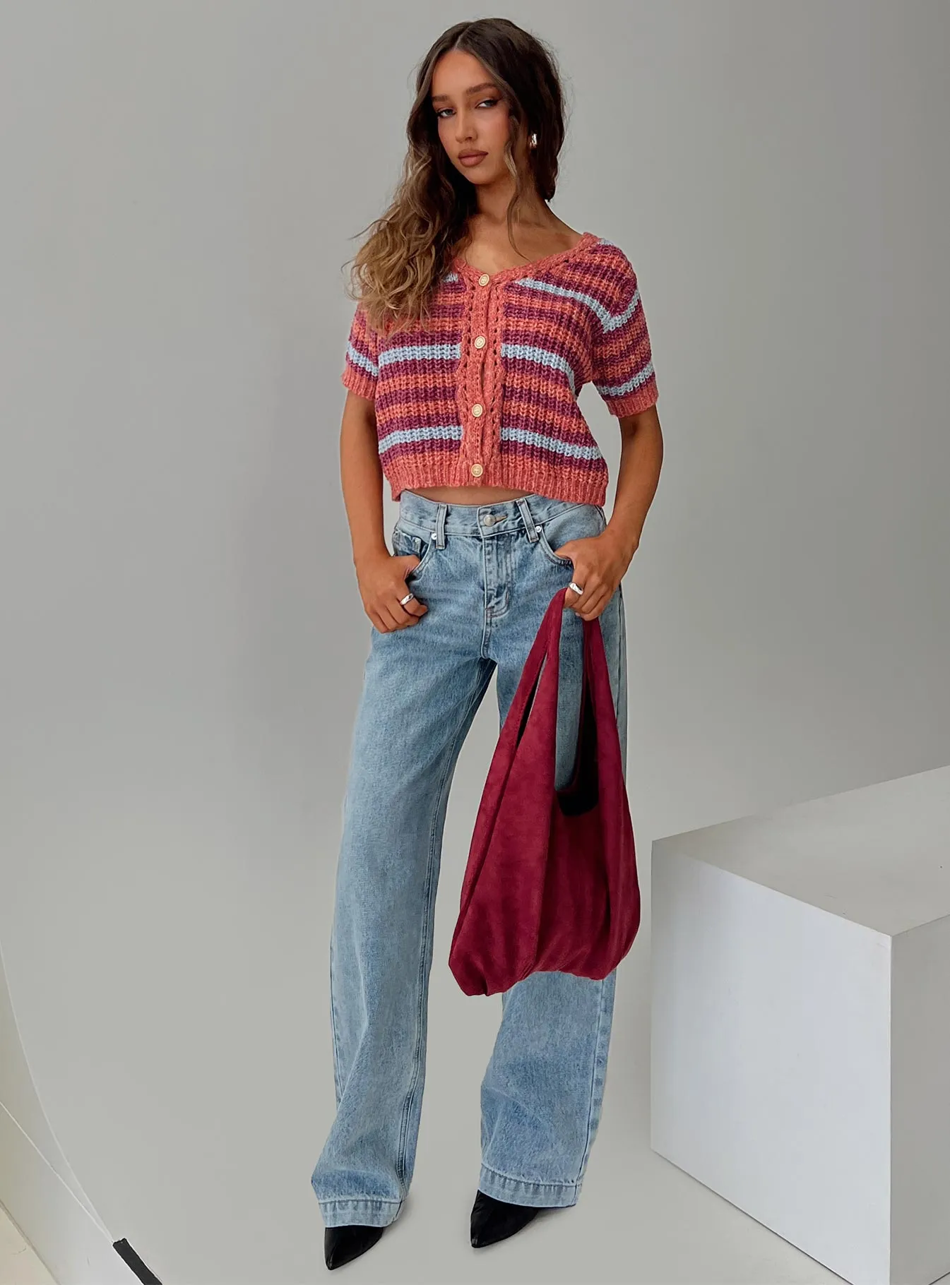 Anelli Low Rise Straight Leg Jeans Light Blue Wash sold by Princess Polly