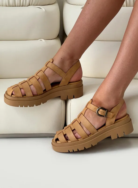 Ryland Sandals Tan sold by Princess Polly