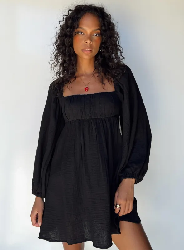 Let's Dance Mini Long Sleeve Dress Black sold by Princess Polly