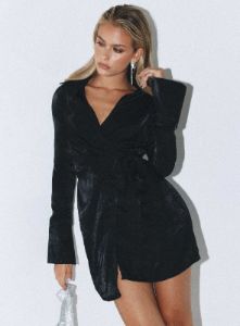 Diddam Long Sleeve Mini Dress Black sold by Princess Polly