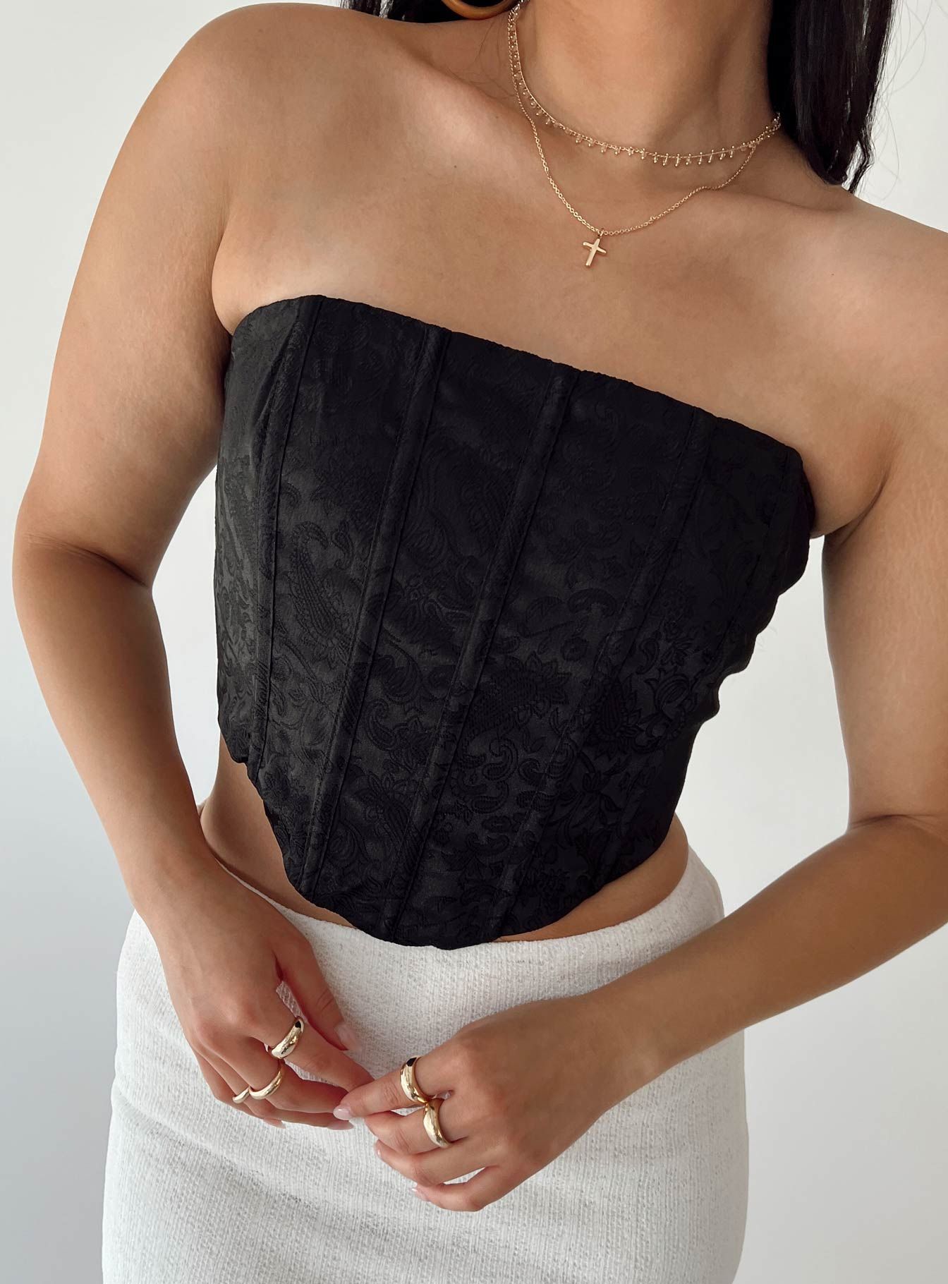 Armona Strapless Top Black sold by Princess Polly
