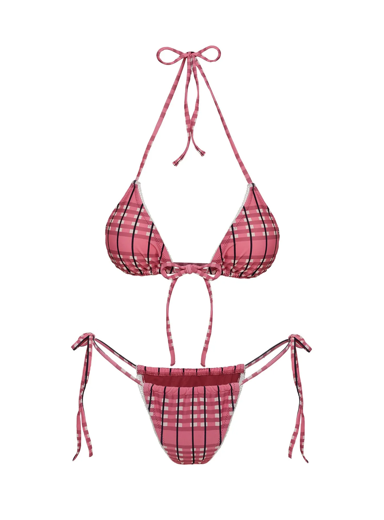 Jenner Triangle Bikini Top Pink Check sold by Princess Polly product image thumbnail 5