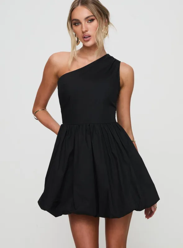 Debut Bubble Hem Mini Dress Black sold by Princess Polly