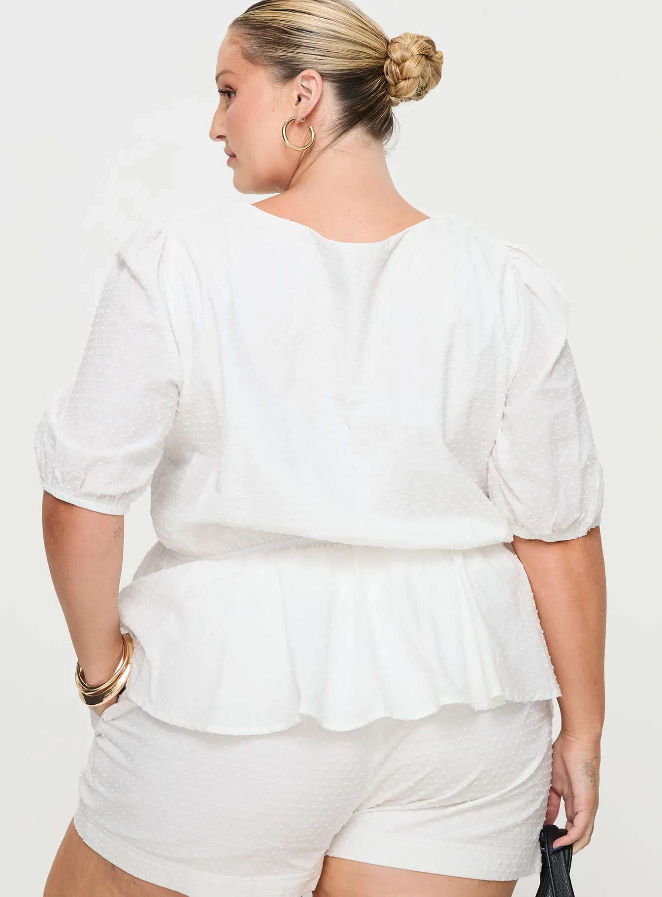 Puff Puff Peplum Top White Curve sold by Princess Polly product image thumbnail 5