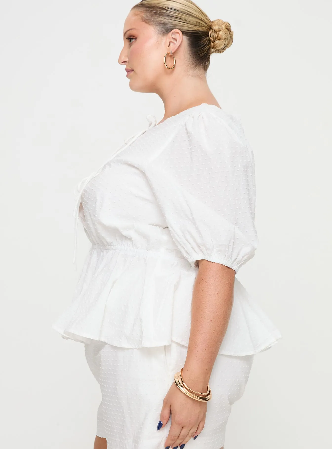 Puff Puff Peplum Top White Curve sold by Princess Polly product image thumbnail 4