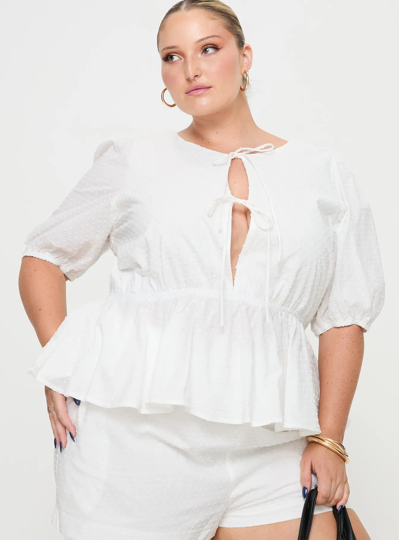 Puff Puff Peplum Top White Curve sold by Princess Polly product image thumbnail 2