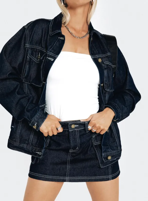 Junie Denim Mini Skirt Indigo sold by Princess Polly