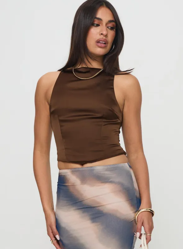 Ashali Top Dark Brown sold by Princess Polly