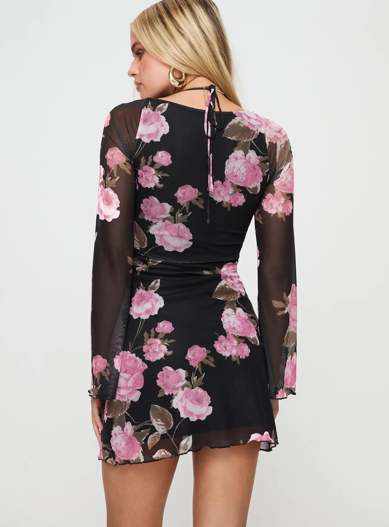 Bilbao Long Sleeve Mini Dress Black / Floral sold by Princess Polly product image thumbnail 5