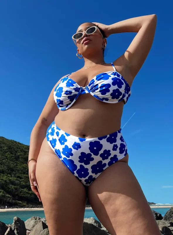 Avani Bikini Bottoms Blue Multi Curve sold by Princess Polly