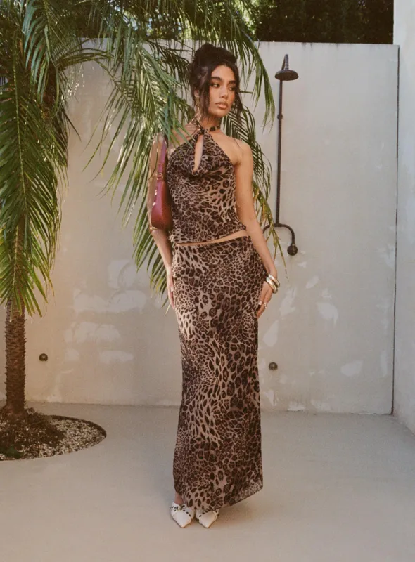 Eleganza Maxi Skirt Leopard sold by Princess Polly