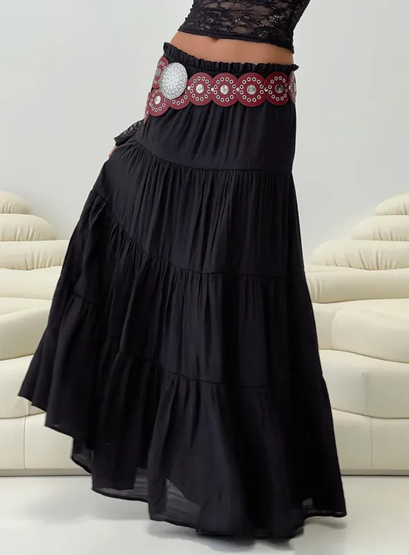 Mya Maxi Skirt Black sold by Princess Polly