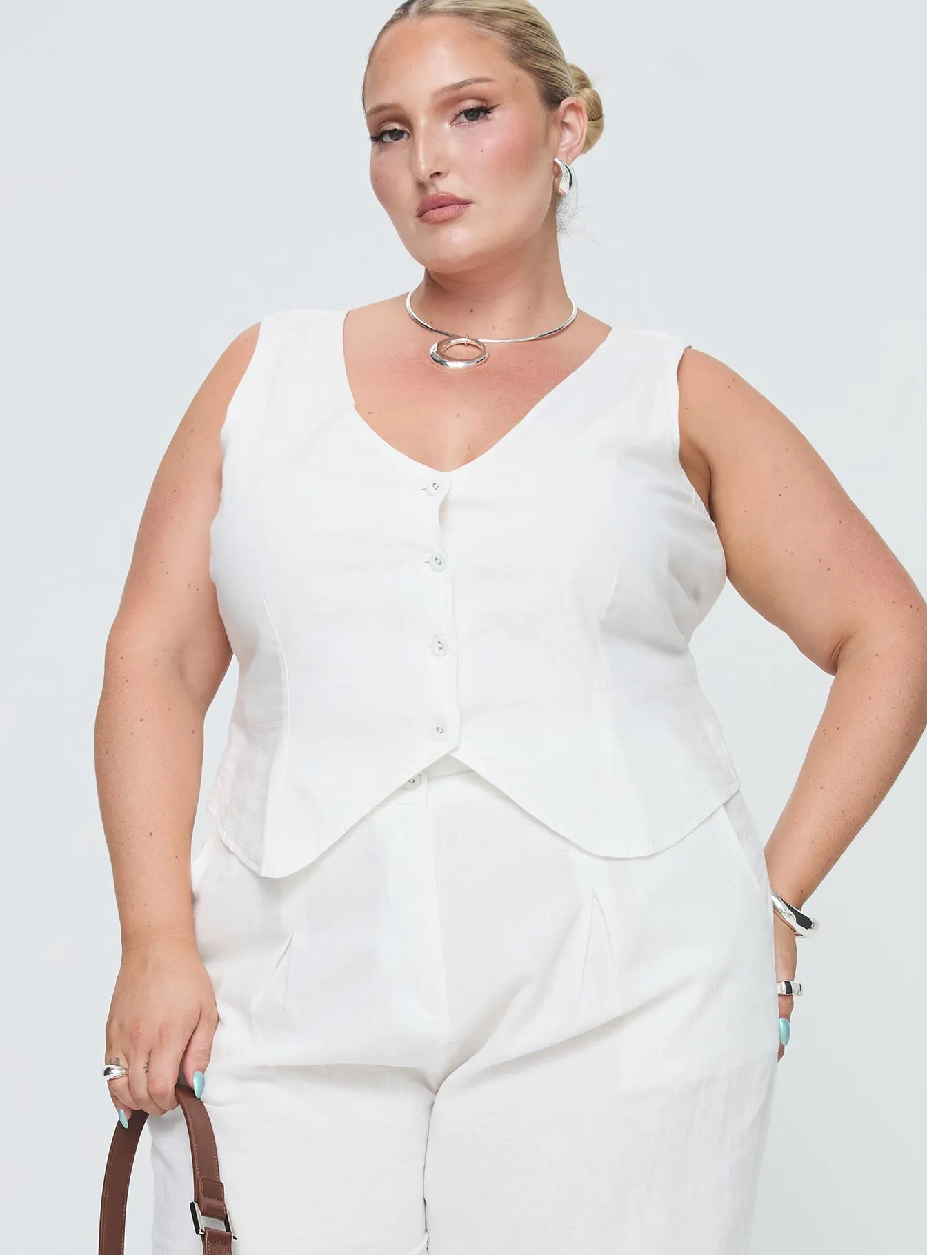 Sofi Vest Top Natural Curve sold by Princess Polly product image thumbnail 2