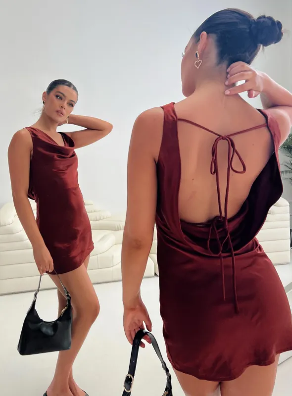 Millstone Mini Dress Burgundy sold by Princess Polly