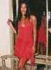 Fig Ruffle Mini Dress Red sold by Princess Polly
