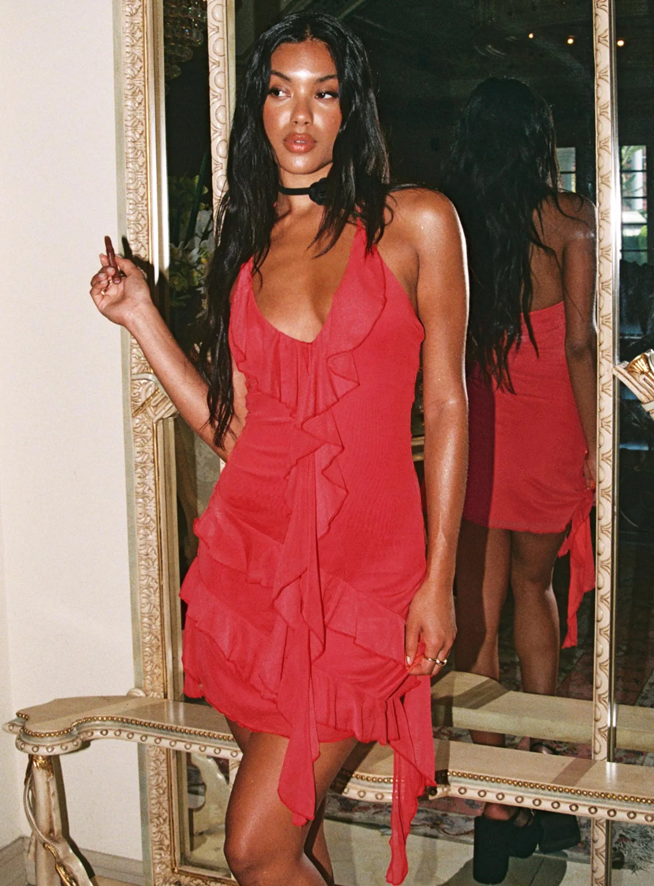 Fig Ruffle Mini Dress Red sold by Princess Polly product image thumbnail 2