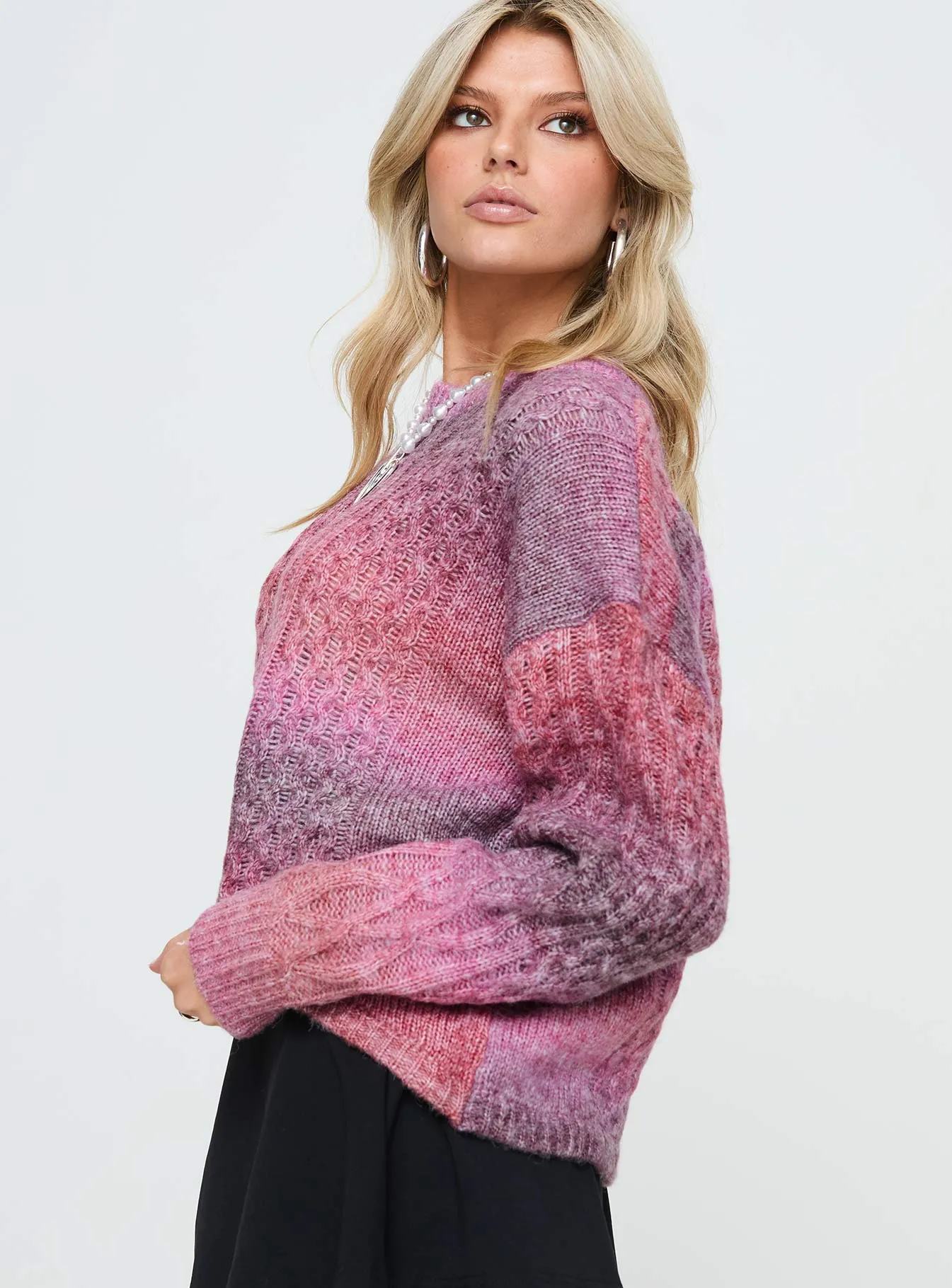 Pomery Cable Knit Sweater Ombre Pink sold by Princess Polly product image thumbnail 3