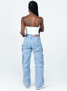 Darla Cargo Denim Jeans Light Wash Denim sold by Princess Polly