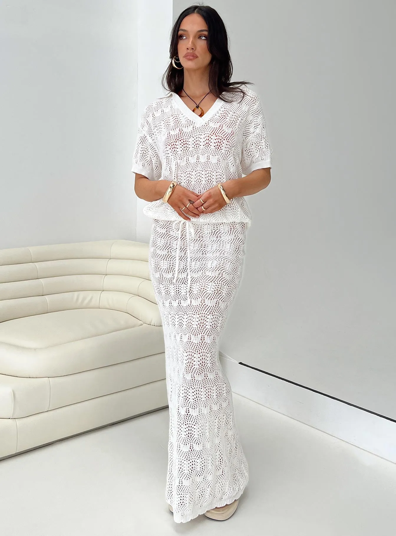 Vacation Knit Maxi Skirt White sold by Princess Polly product image thumbnail 2