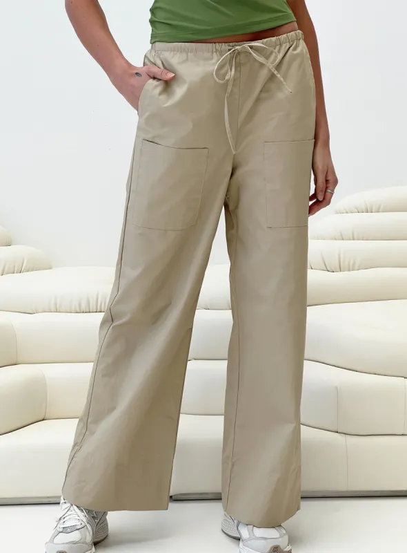 Erilyn Drawstring Pants Beige sold by Princess Polly