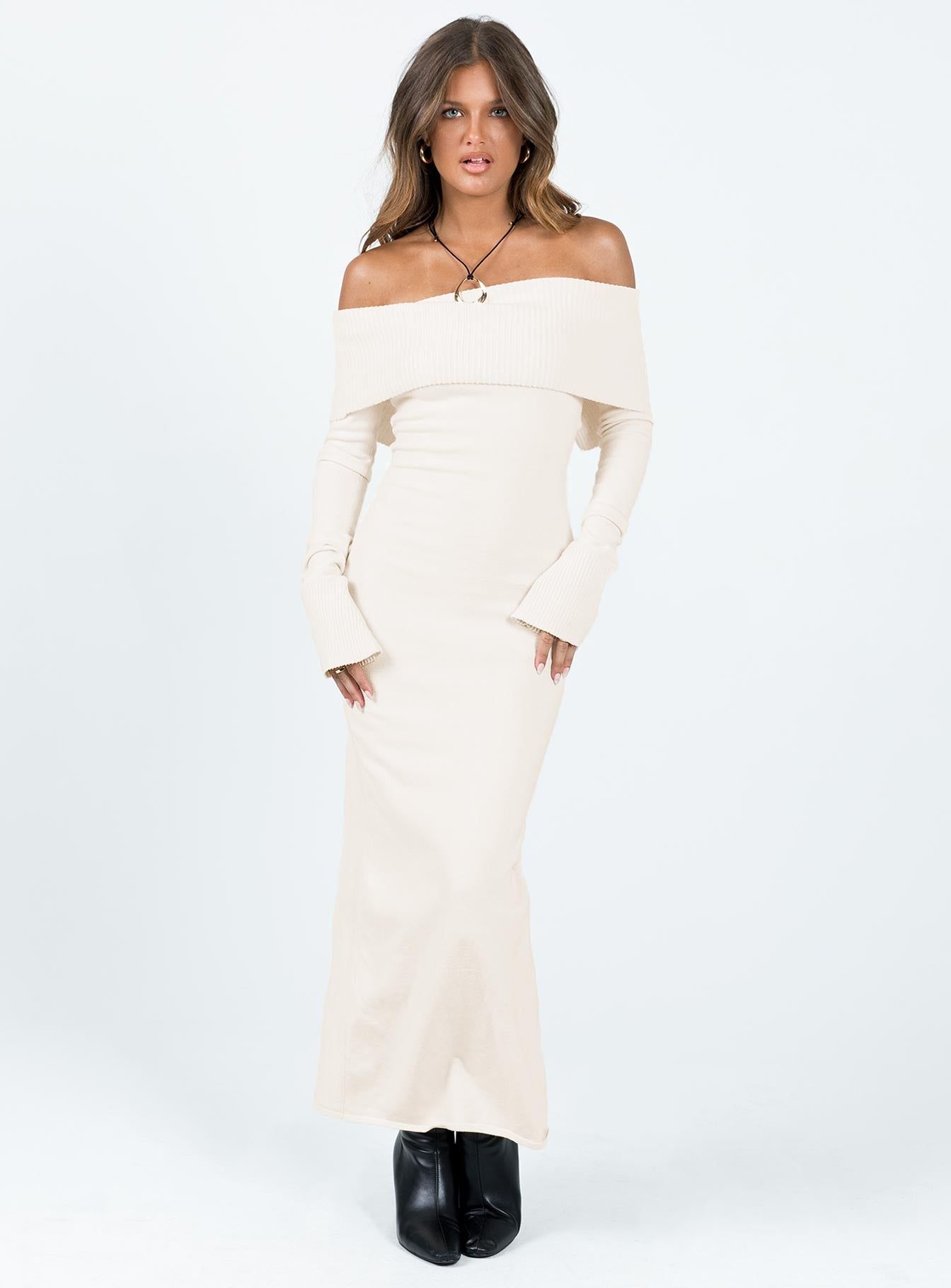 Louden Off The Shoulder Maxi Dress Cream sold by Princess Polly product image thumbnail 3
