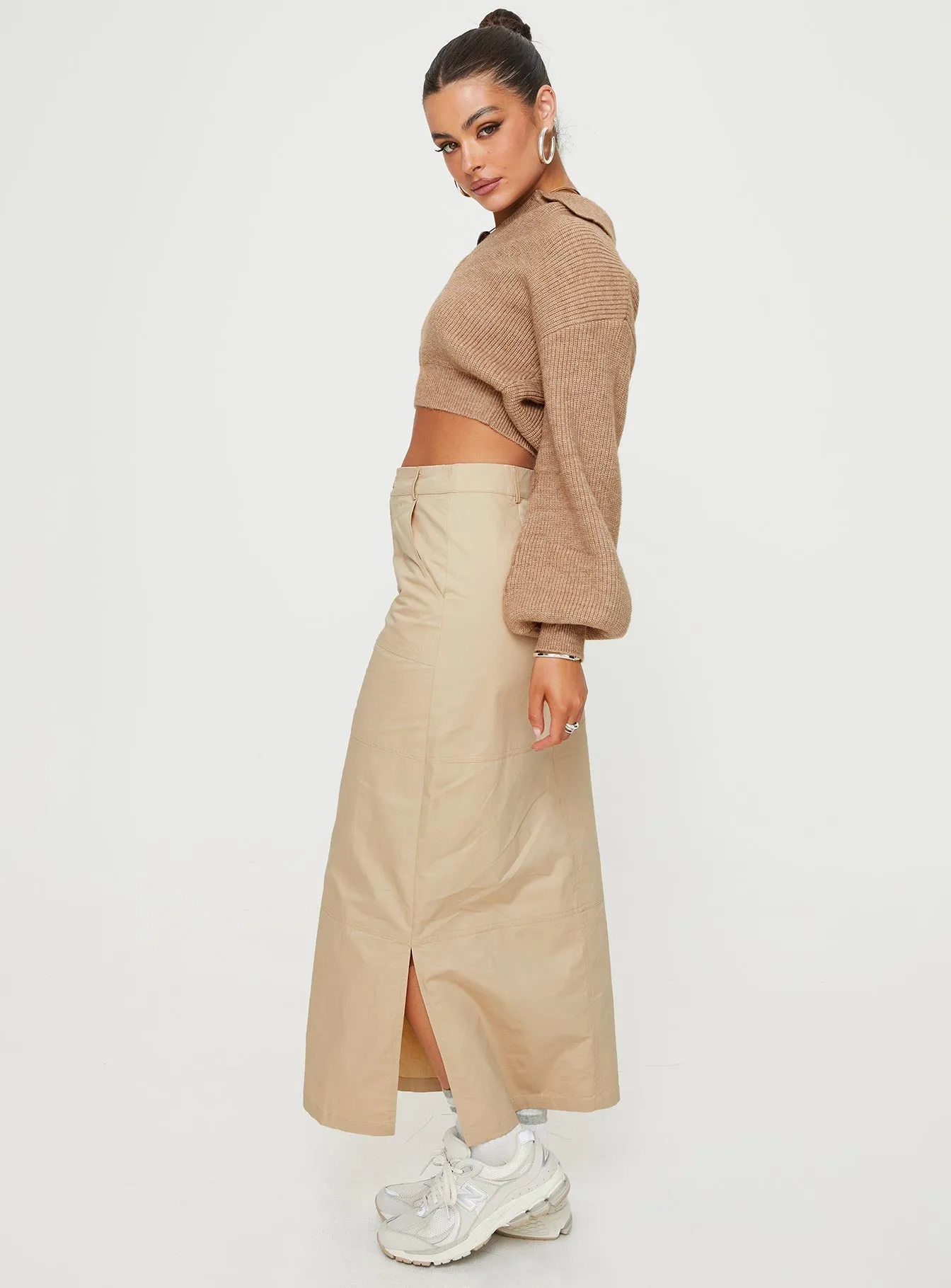 Devine Cargo Maxi Skirt Stone sold by Princess Polly product image thumbnail 4