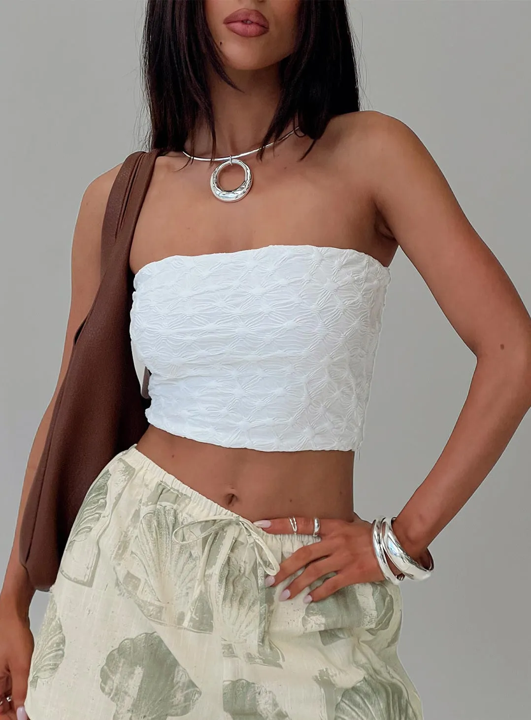 Fidget Strapless Top White sold by Princess Polly