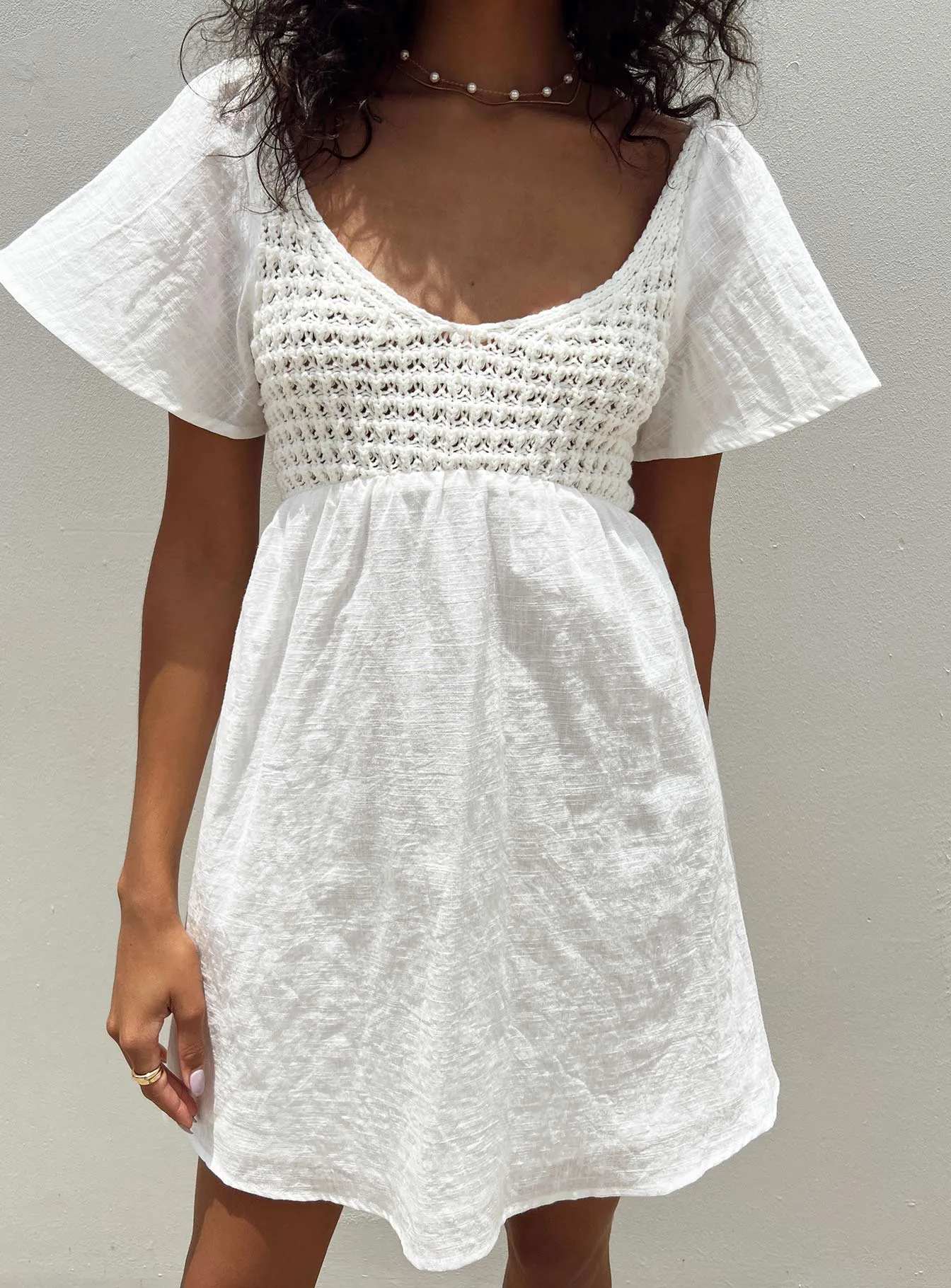 Derena Crochet Bust Mini Dress White sold by Princess Polly