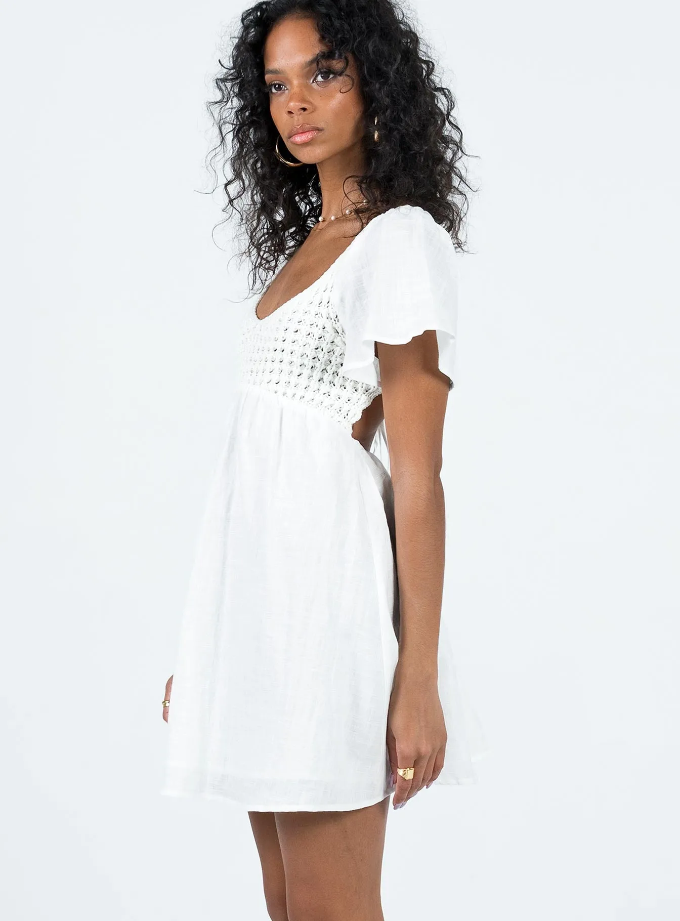 Derena Crochet Bust Mini Dress White sold by Princess Polly product image thumbnail 4