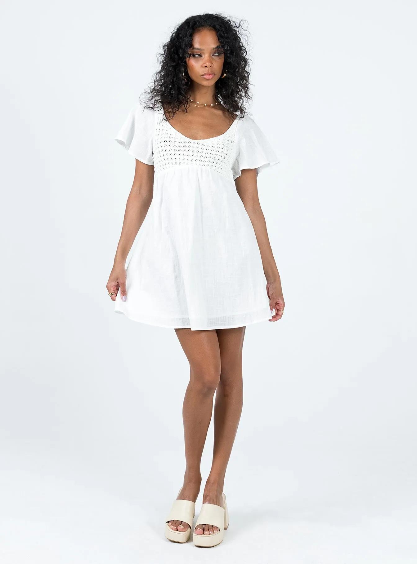 Derena Crochet Bust Mini Dress White sold by Princess Polly product image thumbnail 3