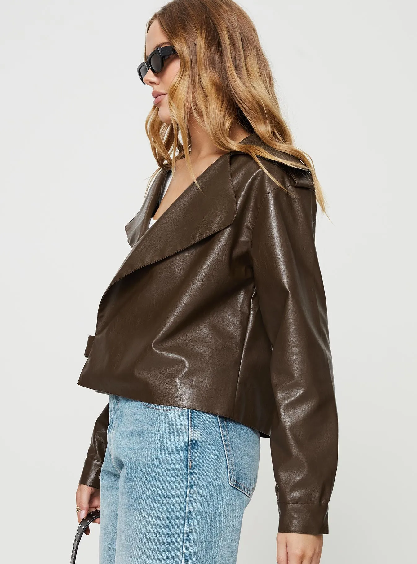 Staerk Faux Leather Jacket Brown sold by Princess Polly product image thumbnail 4