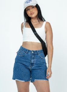 The Lara Denim Shorts Dark Wash Denim sold by Princess Polly