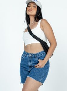 The Lara Denim Shorts Dark Wash Denim sold by Princess Polly