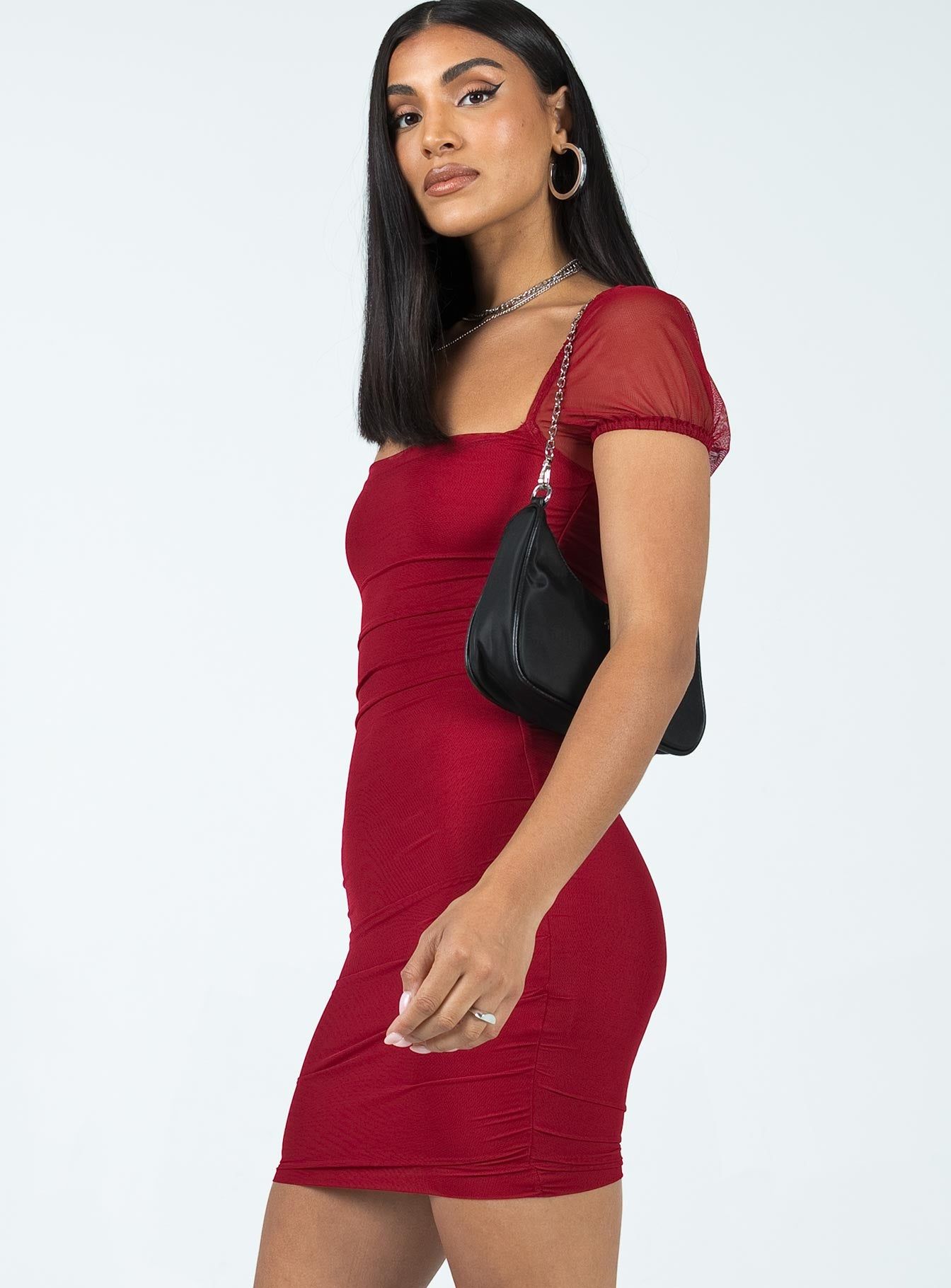 Charvi Mini Dress Maroon sold by Princess Polly product image thumbnail 4