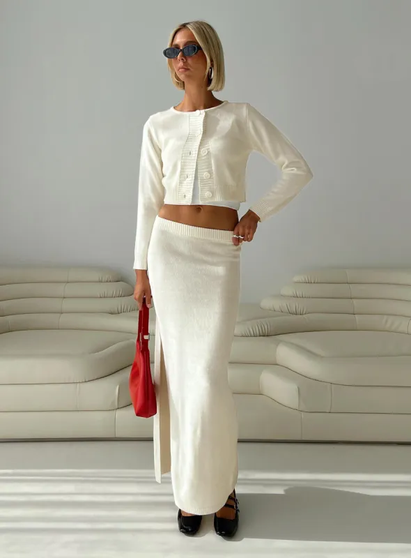 Collase Knit Maxi Skirt Cream sold by Princess Polly