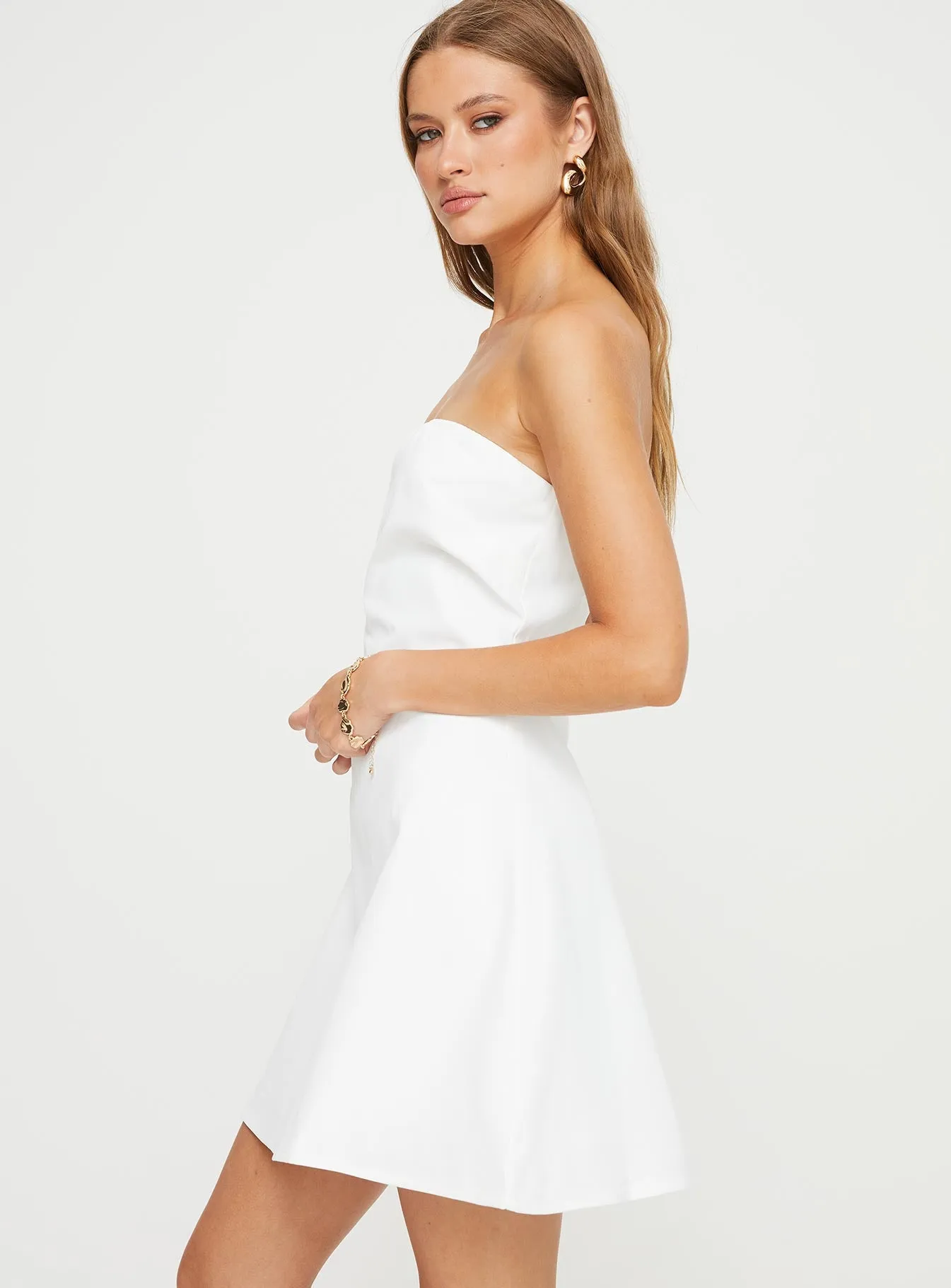 Ostro Strapless Mini Dress White sold by Princess Polly product image thumbnail 4
