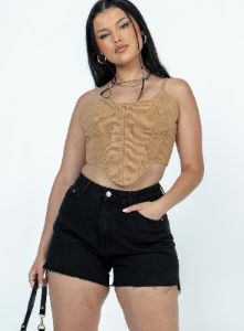 Leonie Denim Shorts Washed Black sold by Princess Polly