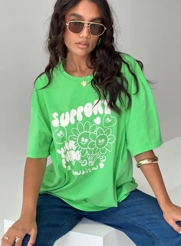 Thread Together Support Your Friends Oversized Tee Green sold by Princess Polly