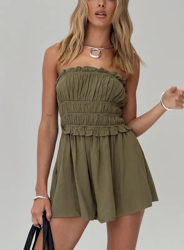 In Wonderland Romper Sage sold by Princess Polly