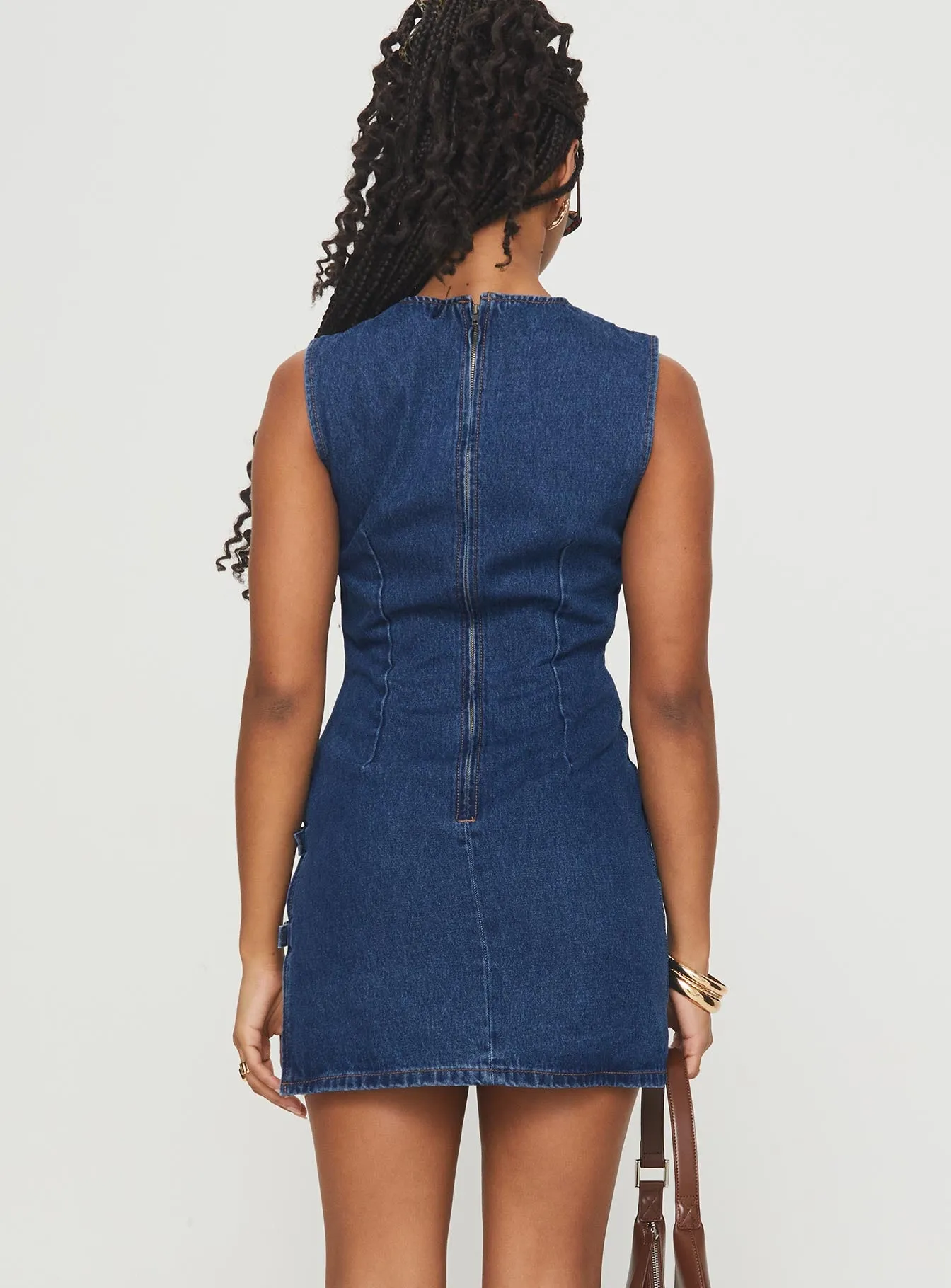 Eilein Sculpted Denim Mini Dress Dark Wash sold by Princess Polly product image thumbnail 5