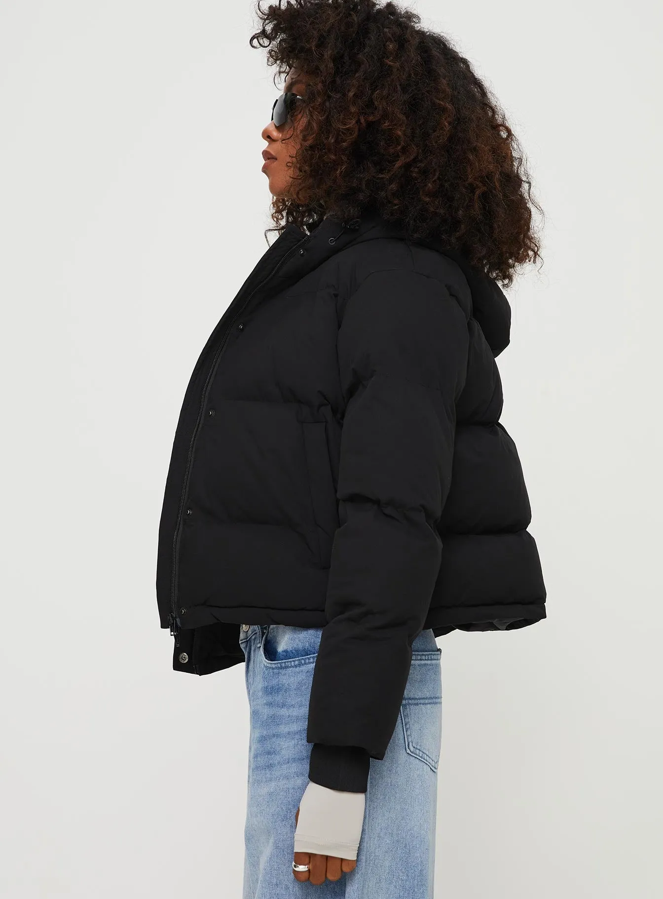 Morrie Hooded Puffer Jacket Black sold by Princess Polly product image thumbnail 4