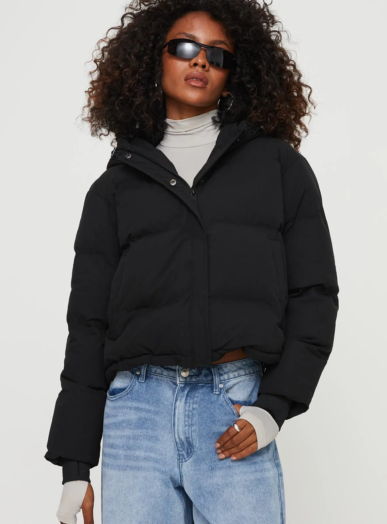 Morrie Hooded Puffer Jacket Black sold by Princess Polly product image thumbnail 2