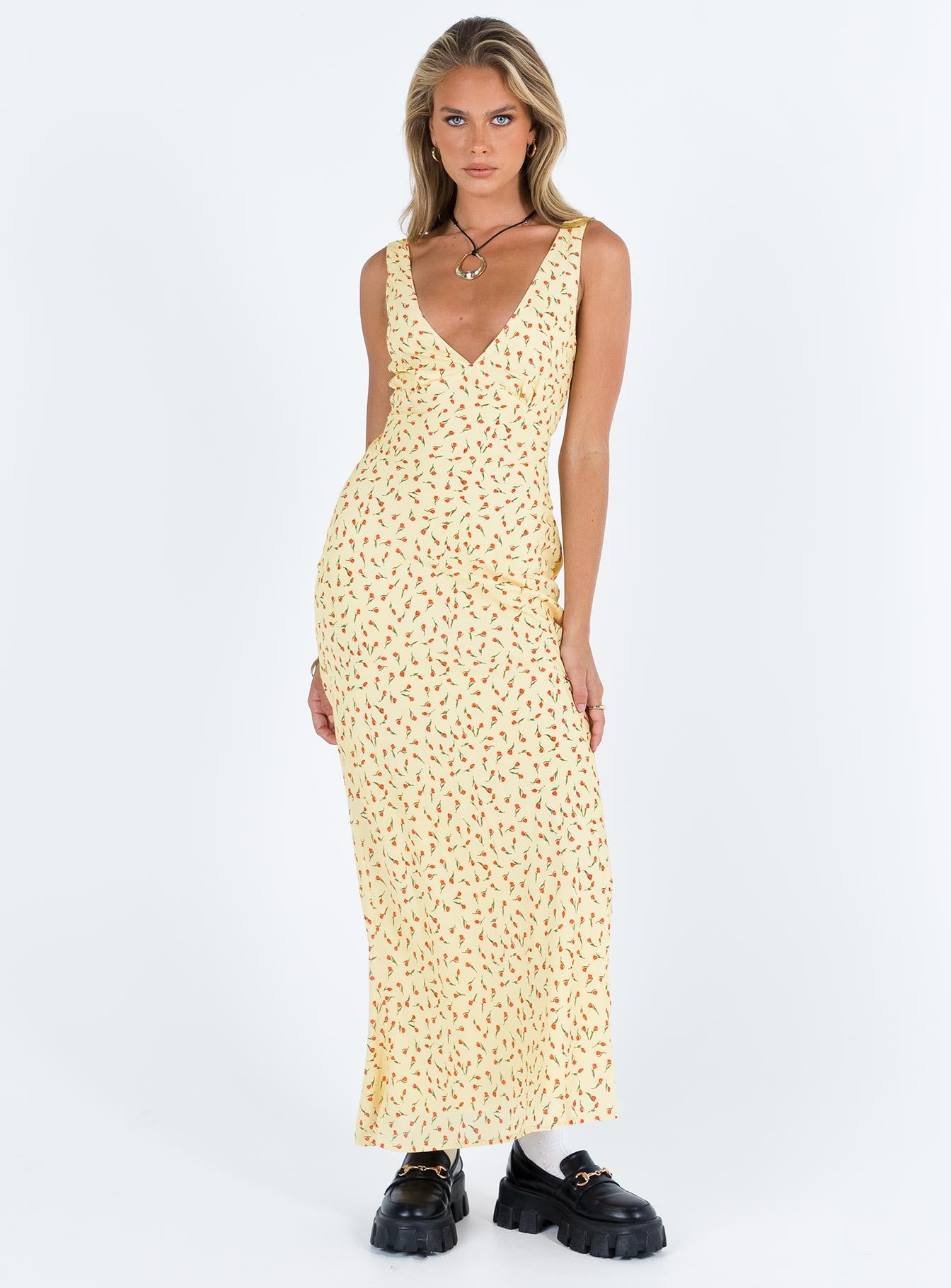 Nellie Maxi Dress Yellow / Red Floral sold by Princess Polly product image thumbnail 3