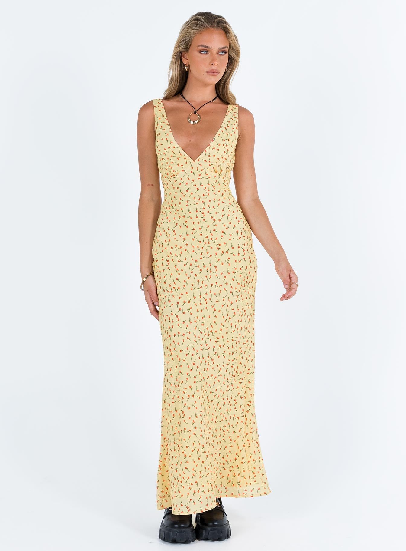 Nellie Maxi Dress Yellow / Red Floral sold by Princess Polly product image thumbnail 2