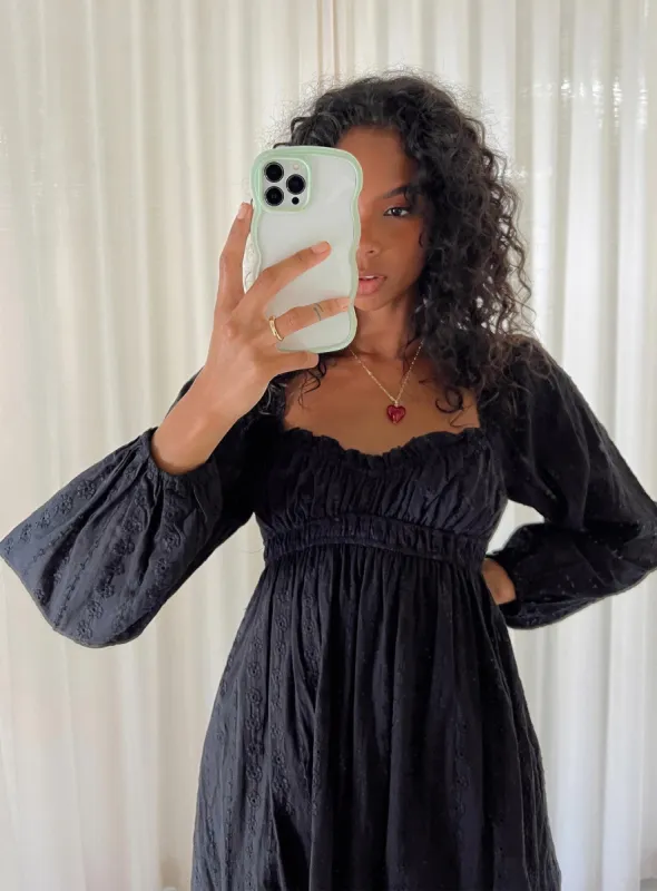 Carlita Long Sleeve Mini Dress Black sold by Princess Polly