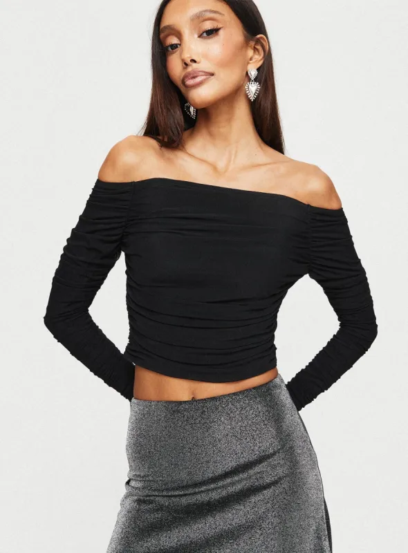 Moreno Off The Shoulder Top Black sold by Princess Polly