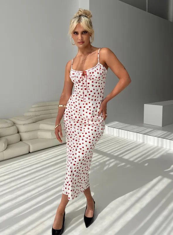 Caldwell Maxi Dress White / Red sold by Princess Polly
