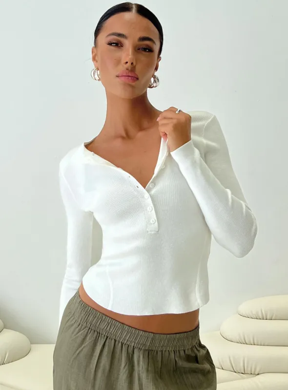 Verica Long Sleeve Top White sold by Princess Polly