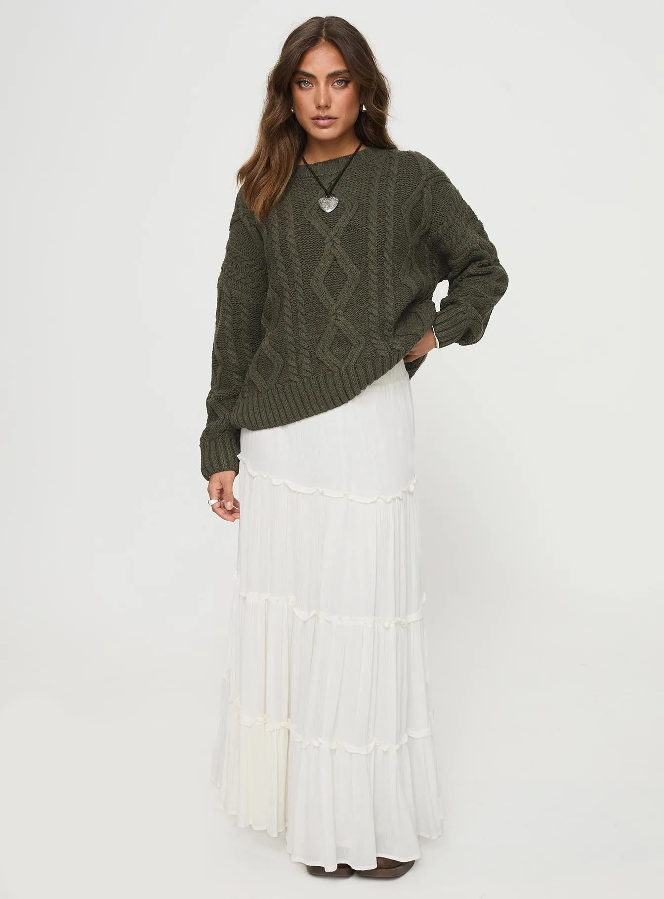Anaya Oversized Sweater Olive sold by Princess Polly product image thumbnail 4