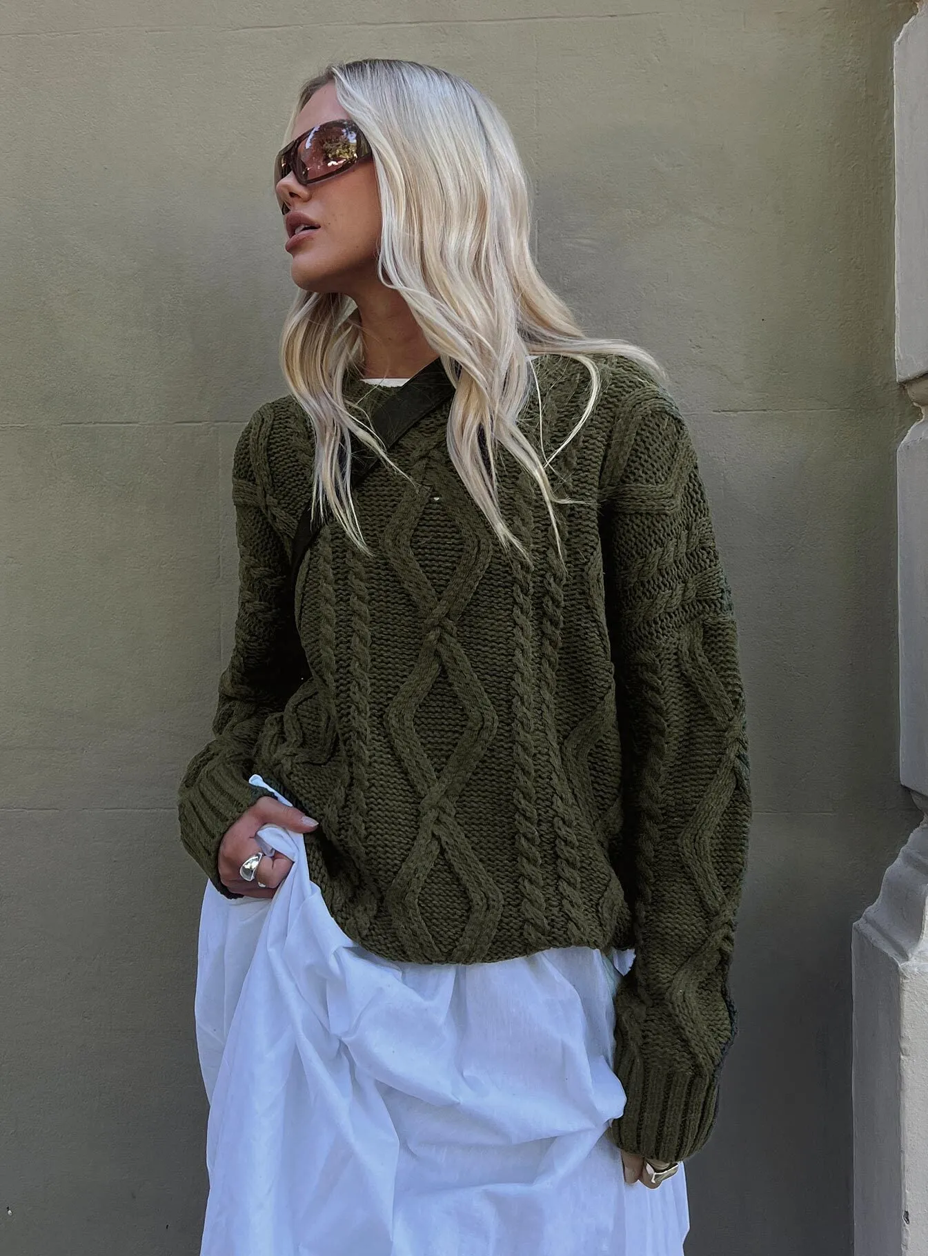 Anaya Oversized Sweater Olive sold by Princess Polly